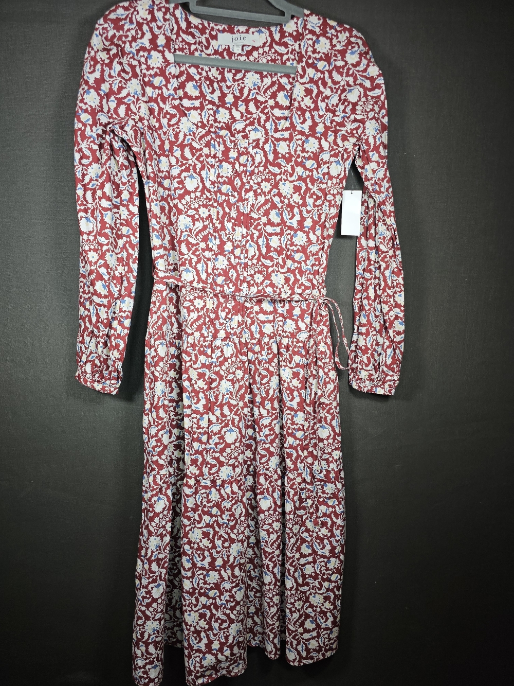 Joie Red Floral Long-Sleeve Midi Dress